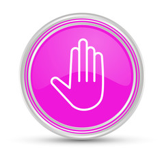 Obraz premium Pinker Button - Handfläche - Stopp