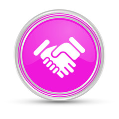 Obraz premium Pinker Button - Handschlag