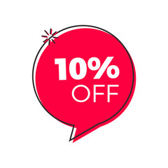 Special offer red geometric trendy bubble. Vector modern retro red tag design. Discount offer price label, symbol with 10% OFF sale sticker.