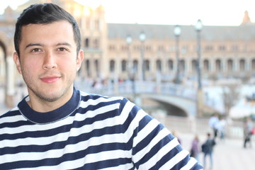 Multiracial male smiling with copy space