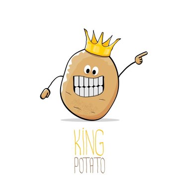 vector funny cartoon cool cute brown smiling king potato