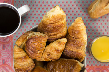 Selection of croissants on a breakfast table