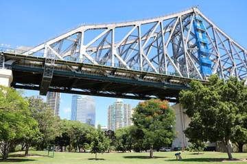 Park under the Story Bridge in Brisbane, Queensland Australia 