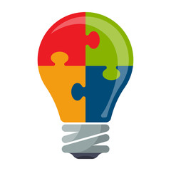 colorful bulb icon with puzzle concept