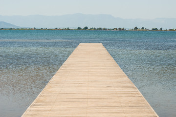 wood platform over the lake 