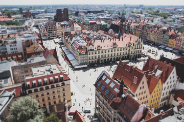 Naklejka na ściany i meble Panorama of the Central square in Wroclaw