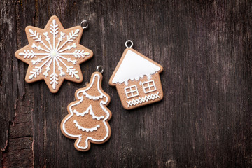 Christmas background with gingerbread cookies