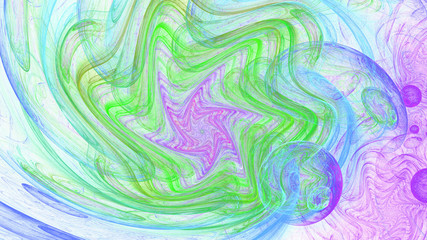 Clubs of colored smoke. Displacement time and space. 3D surreal illustration. Sacred geometry. Mysterious psychedelic relaxation pattern. Fractal abstract texture. Digital artwork graphic astrology