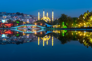 Melike Hatun Mosque view from Gençlik Park in Ankara,Turkey