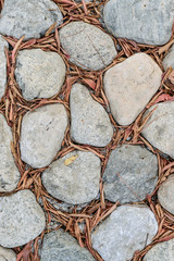 Medium rocks with leaves in between for backgrounds or texture