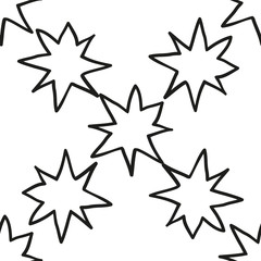 Fototapeta na wymiar Christmas stars hand draw monochrome seamless pattern