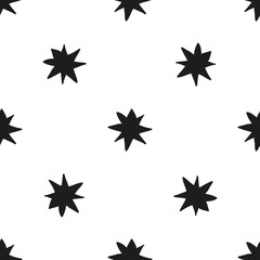 Monochrome geometric seamless pattern with hand draw Christmas stars