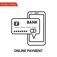 Fototapeta na wymiar Online Payment Icon. Thin Line Vector Illustration - Adjust stroke weight - Expand to any Size - Easy Change Colour - Editable Stroke - Pixel Perfect