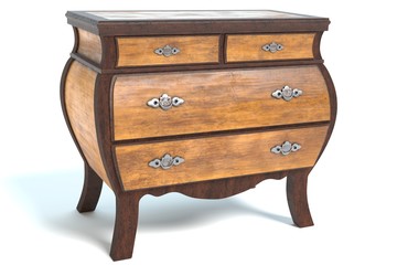 3d illustration of an antique dresser