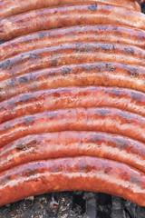 Grilled sausages in detail