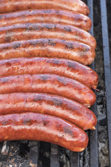 Grilled sausages in detail