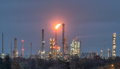 Fototapeta premium Plock refinery in the night, Poland