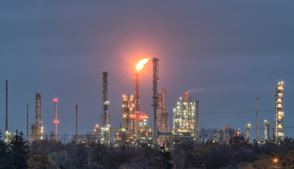 Plock refinery in the night, Poland