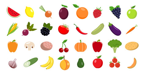 Set of fruits and vegetables