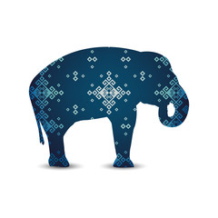   Silhouette of elephant with indian vintage art textile.