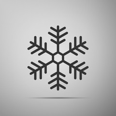 Snowflake icon isolated on grey background. Flat design. Vector Illustration