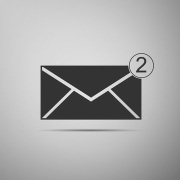 Received message concept. New, email incoming message, sms. Mail delivery service. Envelope icon isolated on grey background. Flat design. Vector Illustration