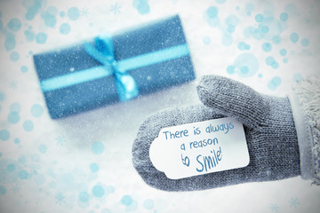 Turquoise Gift, Glove, Always A Reason To Smile, Snowflakes