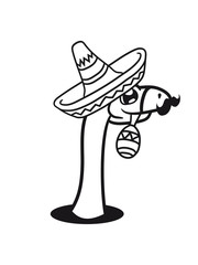 wurm kopf schlange boden loch mexikaner südamerika sombrero mustache schnurrbart hut mütze party feiern rassel musik langhals süß niedlich klein groß kind comic cartoon dinosaurier saurier dino hals