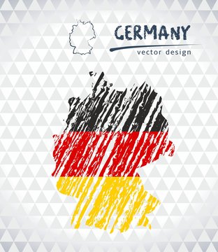 Germany sketch chalk drawing map isolated on a white background