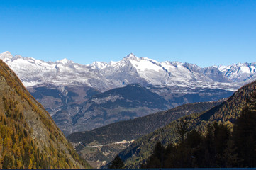 Fototapeta premium The scenery view in the Austrian Alps and the famous glacier Pasterze in the evening, august