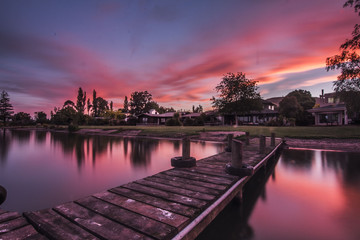 sunset in the pier, Rotorua, New Zealand