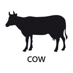 Cow icon on the white background symbol text