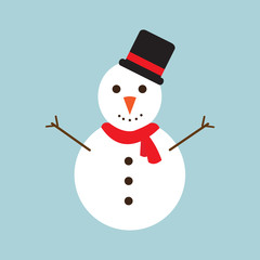 Cute snowman on blue background