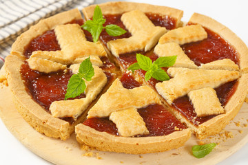strawberry jam tart with lattice