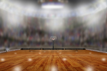 Obraz premium Basketball Arena With Copy Space. Focus on foreground with shallow depth of field on background.