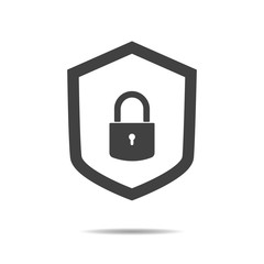 Protection concept. Security shield and lock icon - simple flat design isolated on white background, vector