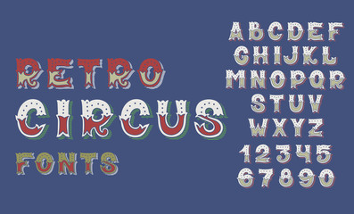 doodle retro circus fonts and numbers alphabet design  © Kara-Kotsya