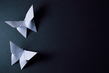 origami butterflies on dark background - 180636500