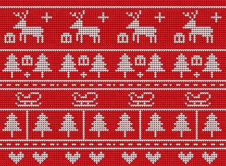 Fototapeta na wymiar Knitted pattern vector background design for Christmas day.