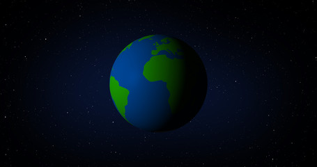 Plant Earth Globe Rotating Through Space With Stars in Background 3D Rendered Illustration