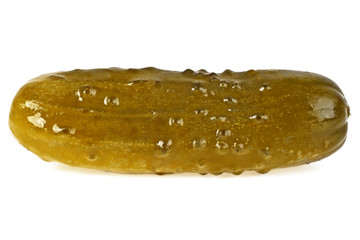 Pickled cucumber isolated on white background, close up