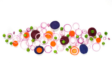 Pattern of cut vegetables - ingredients for salad