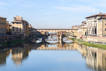 Vasari corridor and Ponte Vecchio over the Arno River, florence