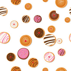 Hanukkah dougnut , Jewish holiday symbol. sweet traditional bake. seamless pattern