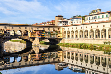 Vasari corridor and Ponte Vecchio over the Arno River, florence