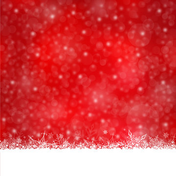 Snowfall Christmas and New Year Winter Red Background
