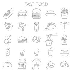 fast food vector icon set