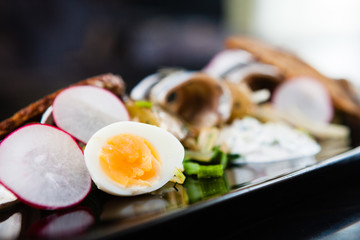 Sprat salad with eggs