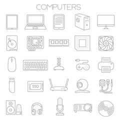 computer service and parts vector icon set.