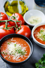 Tomato soup with cheese